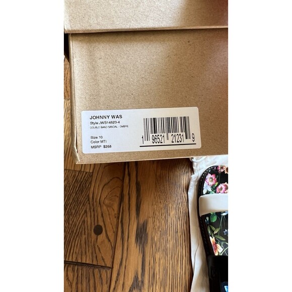 $258 NIB Johnny Was Double Band Leather Sandal Size 10 Ombre Multicolor Floral - Picture 8 of 10